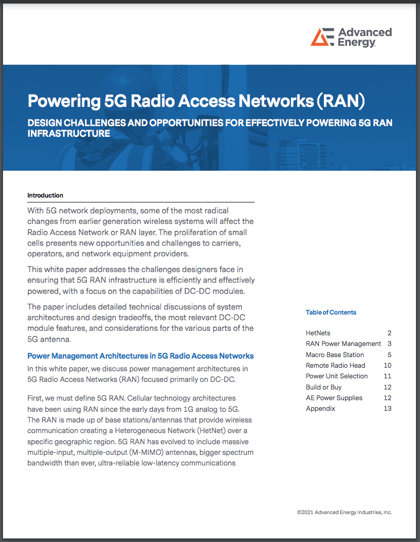 202108 Advanced Energy Powering 5G RAN White Paper